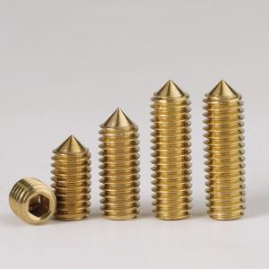 metric yellow brass hexagon socket headless tip end set screw blot 