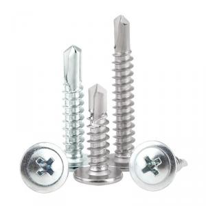 metric SS410 stainless steel cross round head tapping self drilling screw with washer 