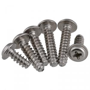 metric SS304 stainless steel cross round head cut tail tapping screw with washer 