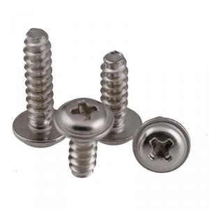 metric SS304 stainless steel cross round head cut tail tapping screw with washer 