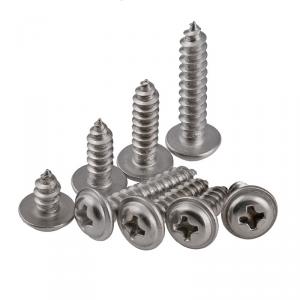 metric SS304 stainless steel cross round head tapping screw with washer 