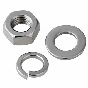 metric SS304 stainless steel hexagon nut washer-spring-nut combination 