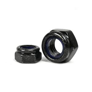 metric SS304 stainless steel black hexagon nut with nylon ring 