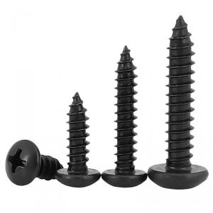 metric SS304 stainless steel black cross round head tapping screw 
