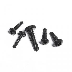 metric SS410 stainless steel black cross round head tapping self drilling screw 